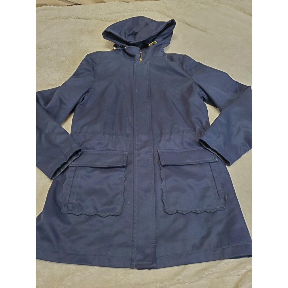 Kate‎ Spade Navy Blue Scallop Pocket Hoodie Jacket Coat Medium Classic Capsule